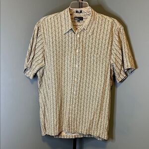 Marc Edwards Men's Casual Tan Patterned Button Down Shirt
